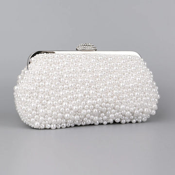 Luxury Handmade Wedding Evening Bag Chain Shoulder Bag Full Beaded Clutch Bag Ladies Artificial Pearls Handbag for Wedding Party image 1