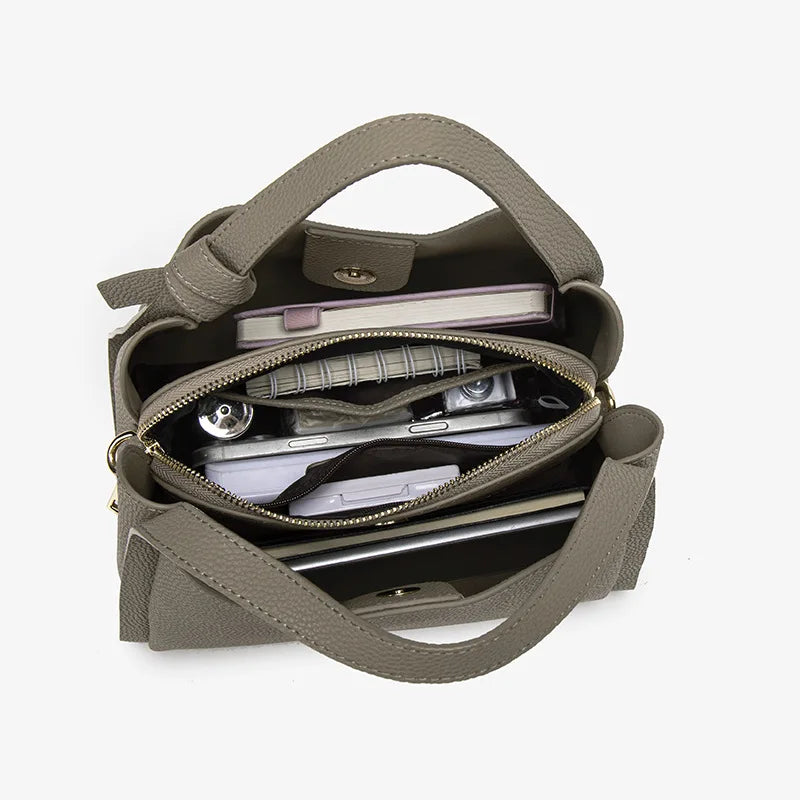 Bucket bag for women, 2026 spring/summer new style, textured large capacity hand-held shoulder crossbody bag image 4