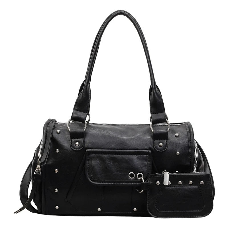 Trendy and Fashionable Large-capacity Rivet Motorcycle Bag, New Women's Versatile Handbag, High-end Commuting Crossbody Bag image 10