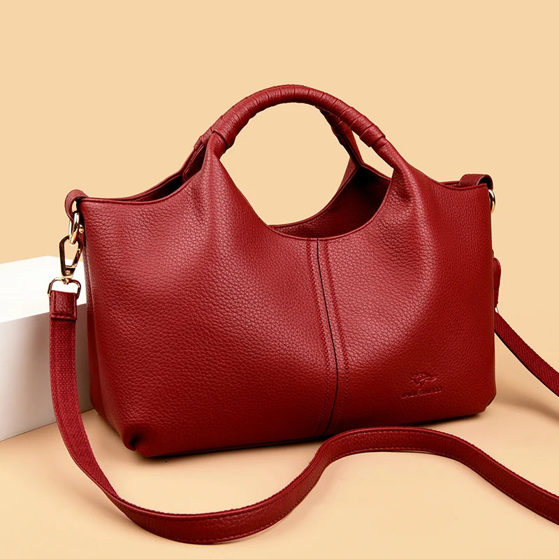 Authentic Leather Tote Bag Luxury Large Capacity Women's Single Shoulder Diagonal Crossbody Bags Fashion Simple Female Handbag image 3