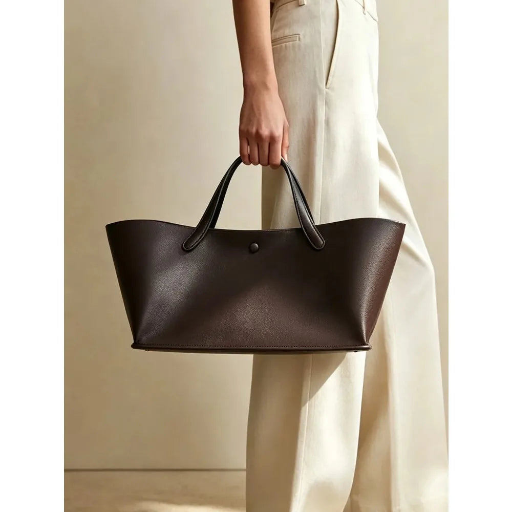 Women's Lightweight Luxury Leather Tote Bag Stiff 3D Large Capacity Shoulder Laptop Bag for Commuting image 1