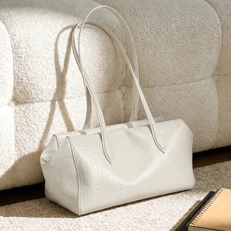 New Crocodile Pattern Genuine Leather Women Armpit Shoulder Bag Designer Boston Style Luxury Cowhide Handbag image 4