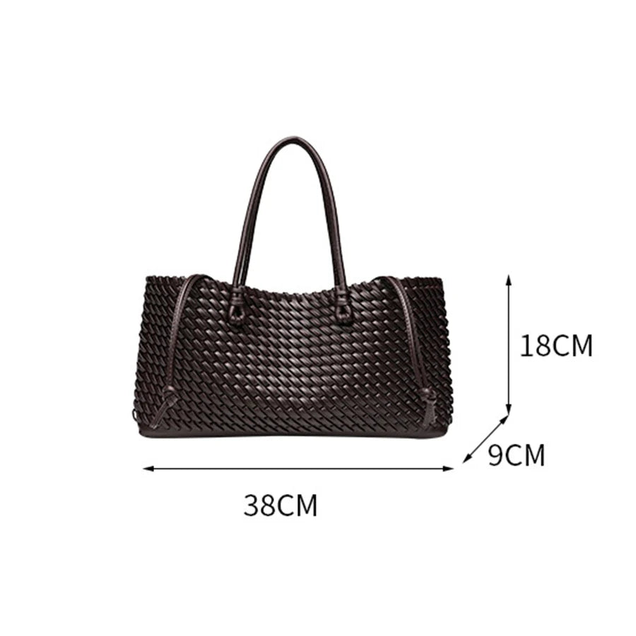 Fashion Design Woven Shopper Bag Top Handle Tote Bag Solid Color Women's Handbags Daily Shoulder Bags Commuter Clutch Purse Sac image 6