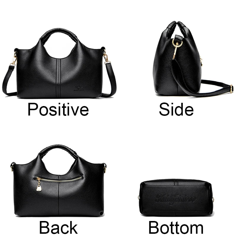 Authentic Leather Tote Bag Luxury Large Capacity Women's Single Shoulder Diagonal Crossbody Bags Fashion Simple Female Handbag image 5