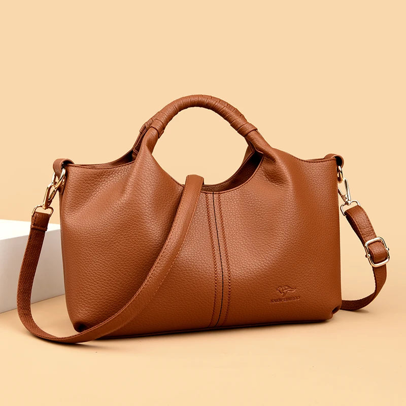 Authentic Leather Tote Bag Luxury Large Capacity Women's Single Shoulder Diagonal Crossbody Bags Fashion Simple Female Handbag image 2