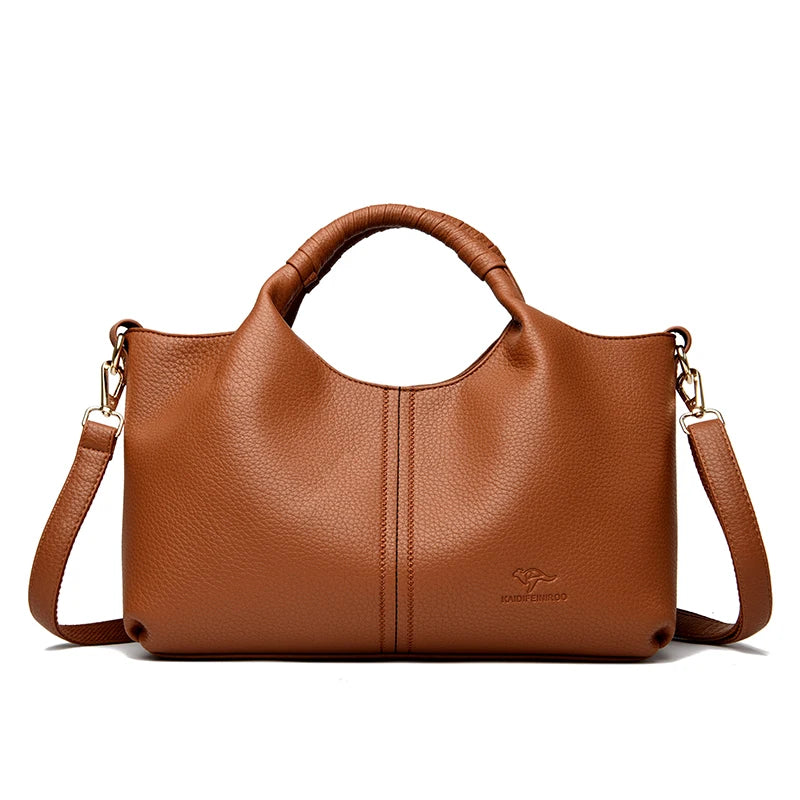 Authentic Leather Tote Bag Luxury Large Capacity Women's Single Shoulder Diagonal Crossbody Bags Fashion Simple Female Handbag image 11