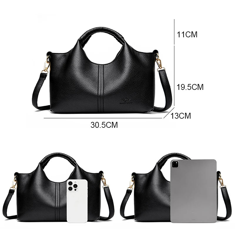 Authentic Leather Tote Bag Luxury Large Capacity Women's Single Shoulder Diagonal Crossbody Bags Fashion Simple Female Handbag image 4