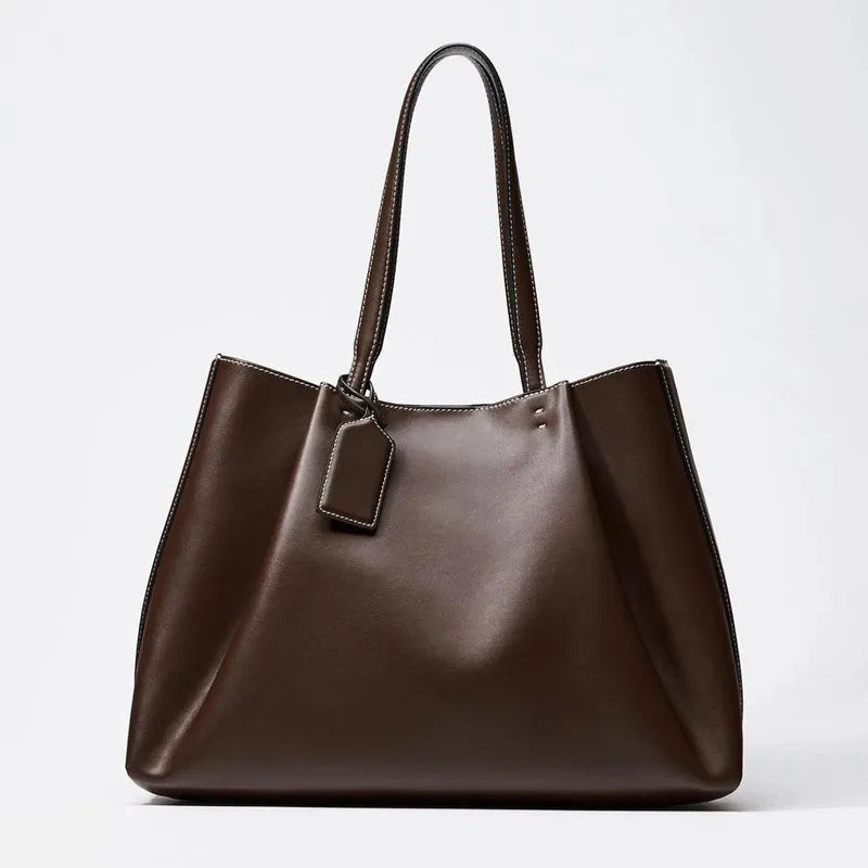 CLIP TOTE BAG, Women's Fashion Luxury Handbag Design, Pure Color Contracted and Single Shoulder Bag, Senior PU Leather Handbags image 1