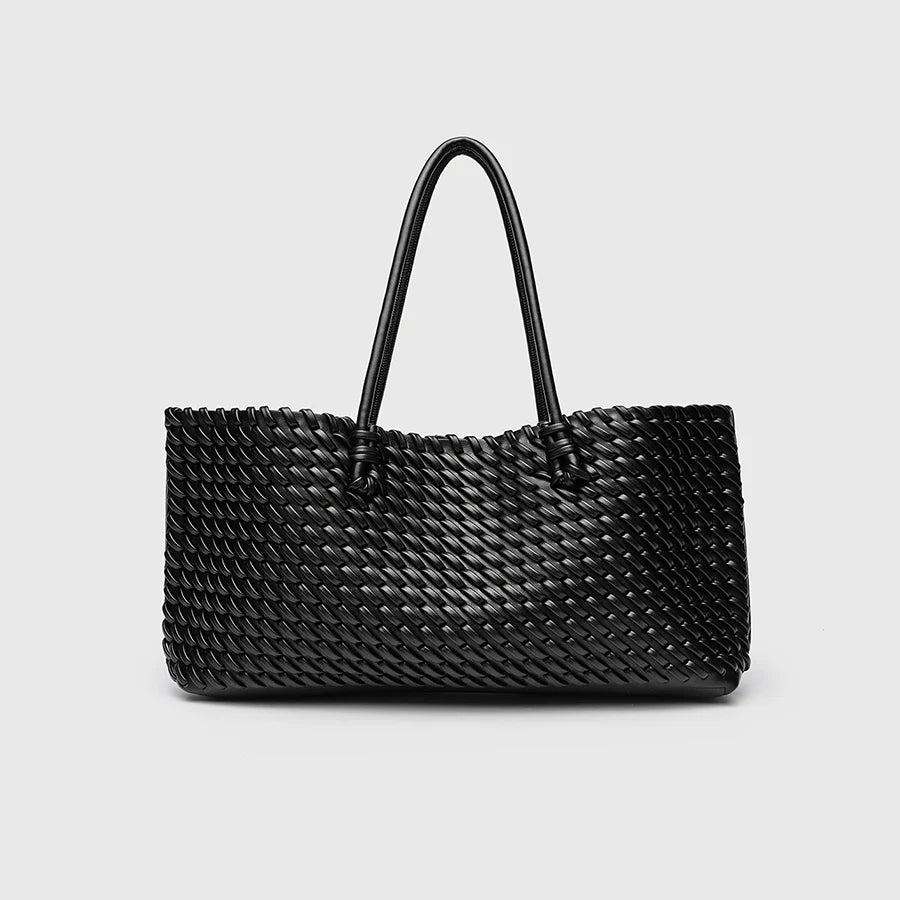Fashion Design Woven Shopper Bag Top Handle Tote Bag Solid Color Women's Handbags Daily Shoulder Bags Commuter Clutch Purse Sac image 1