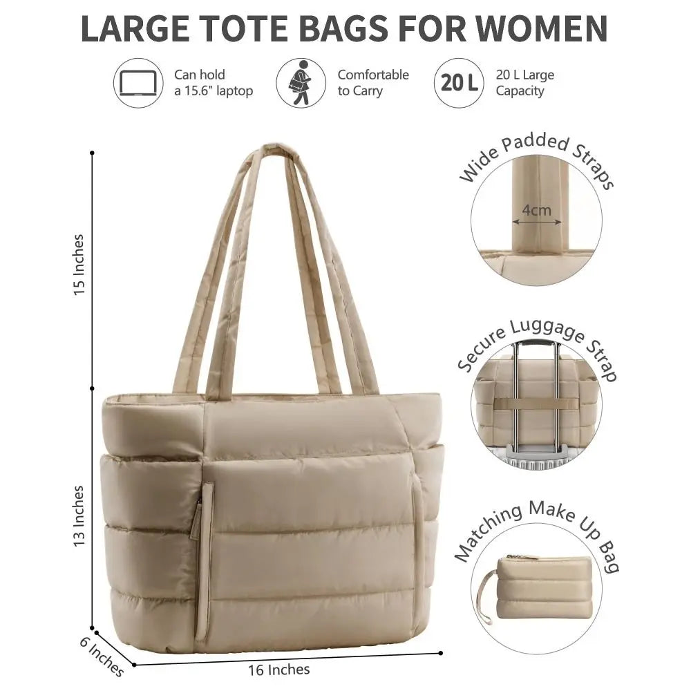 Large Capacity Tote Bag for Women Multiple Pockets Commuting Bags Lightweight Water-resistant Mom Bag Shoulder Bag image 3