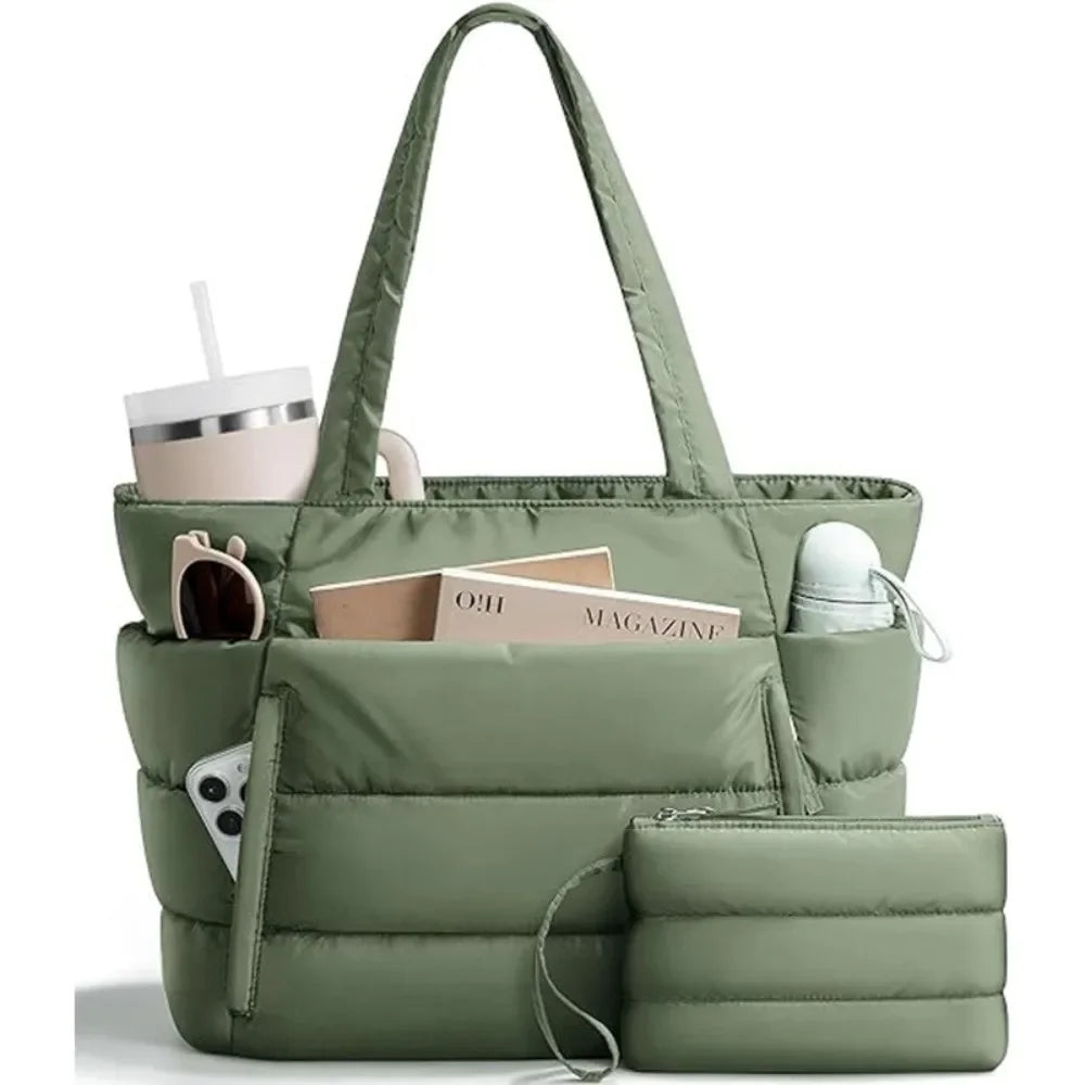 Large Capacity Tote Bag for Women Multiple Pockets Commuting Bags Lightweight Water-resistant Mom Bag Shoulder Bag image 7