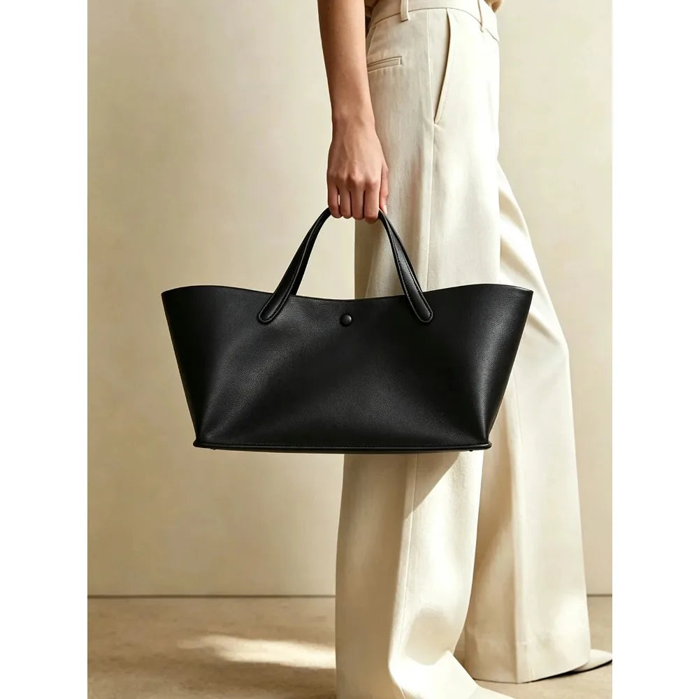 Women's Lightweight Luxury Leather Tote Bag Stiff 3D Large Capacity Shoulder Laptop Bag for Commuting image 1