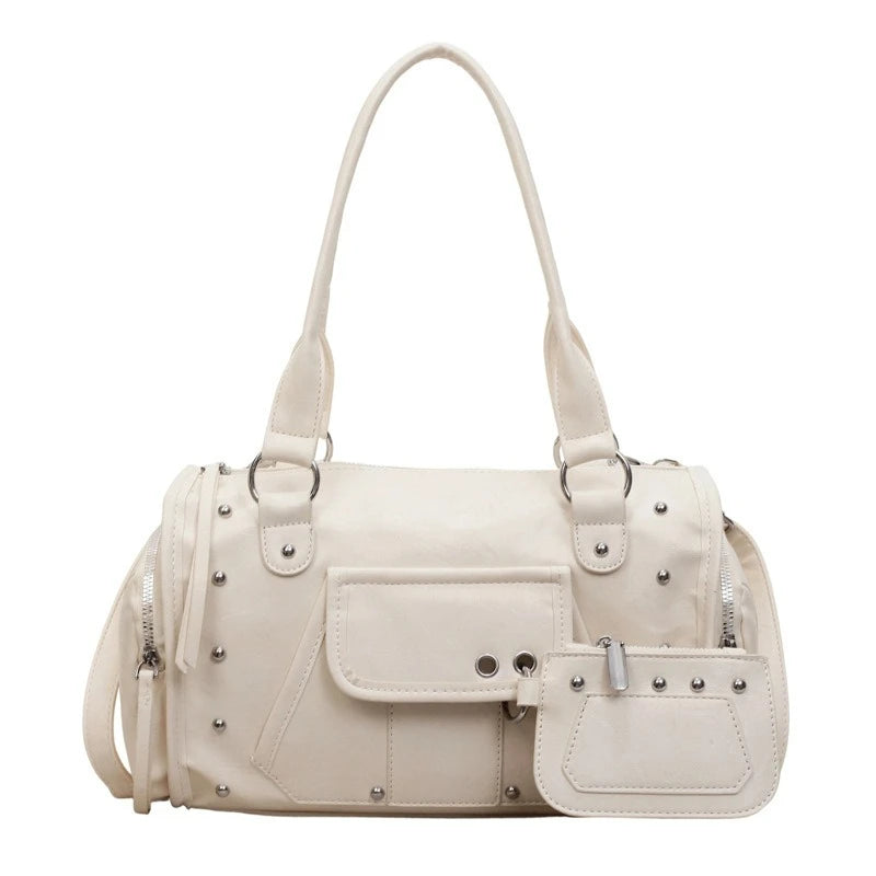 Trendy and Fashionable Large-capacity Rivet Motorcycle Bag, New Women's Versatile Handbag, High-end Commuting Crossbody Bag image 11