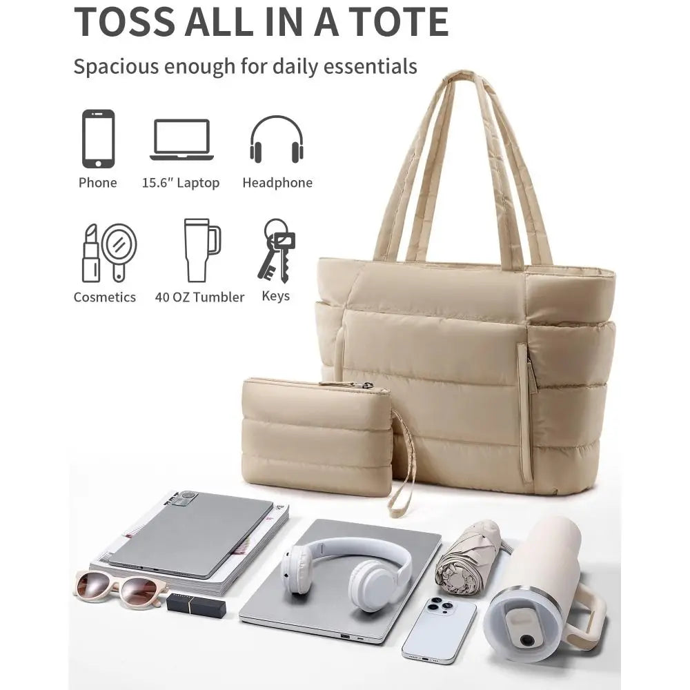 Large Capacity Tote Bag for Women Multiple Pockets Commuting Bags Lightweight Water-resistant Mom Bag Shoulder Bag image 1