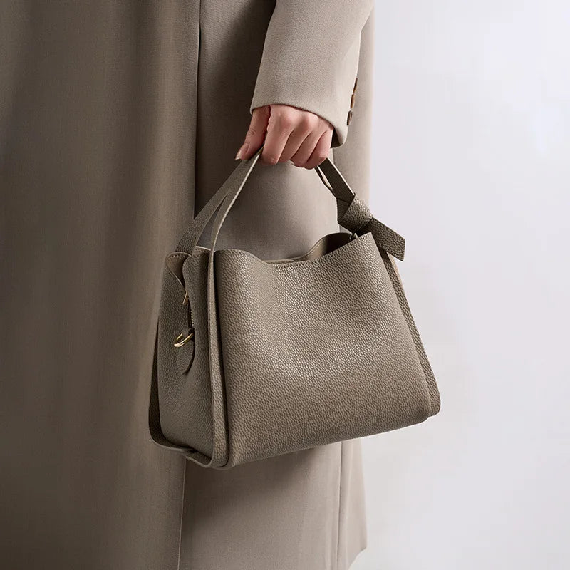 Bucket bag for women, 2026 spring/summer new style, textured large capacity hand-held shoulder crossbody bag image 2