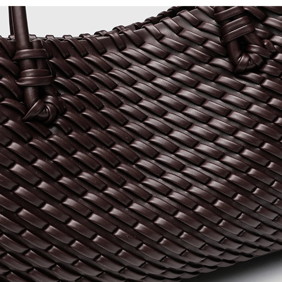 Fashion Design Woven Shopper Bag Top Handle Tote Bag Solid Color Women's Handbags Daily Shoulder Bags Commuter Clutch Purse Sac image 5