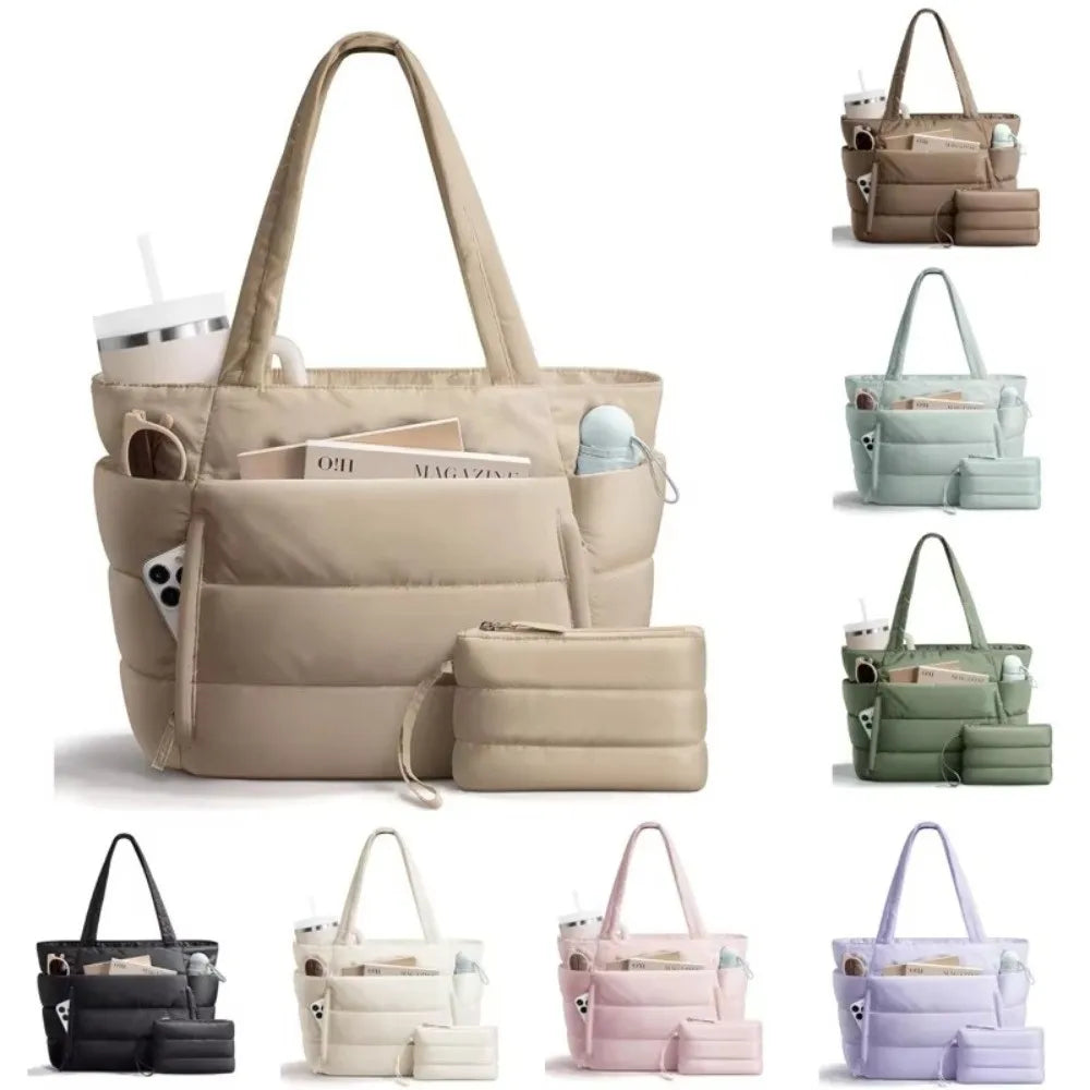 Large Capacity Tote Bag for Women Multiple Pockets Commuting Bags Lightweight Water-resistant Mom Bag Shoulder Bag image 1