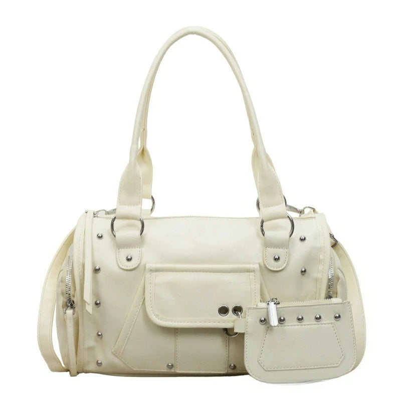 Trendy and Fashionable Large-capacity Rivet Motorcycle Bag, New Women's Versatile Handbag, High-end Commuting Crossbody Bag image 9