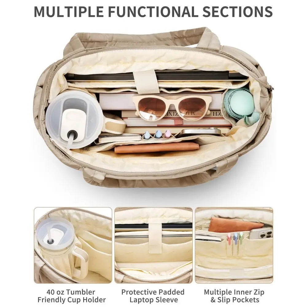 Large Capacity Tote Bag for Women Multiple Pockets Commuting Bags Lightweight Water-resistant Mom Bag Shoulder Bag image 6