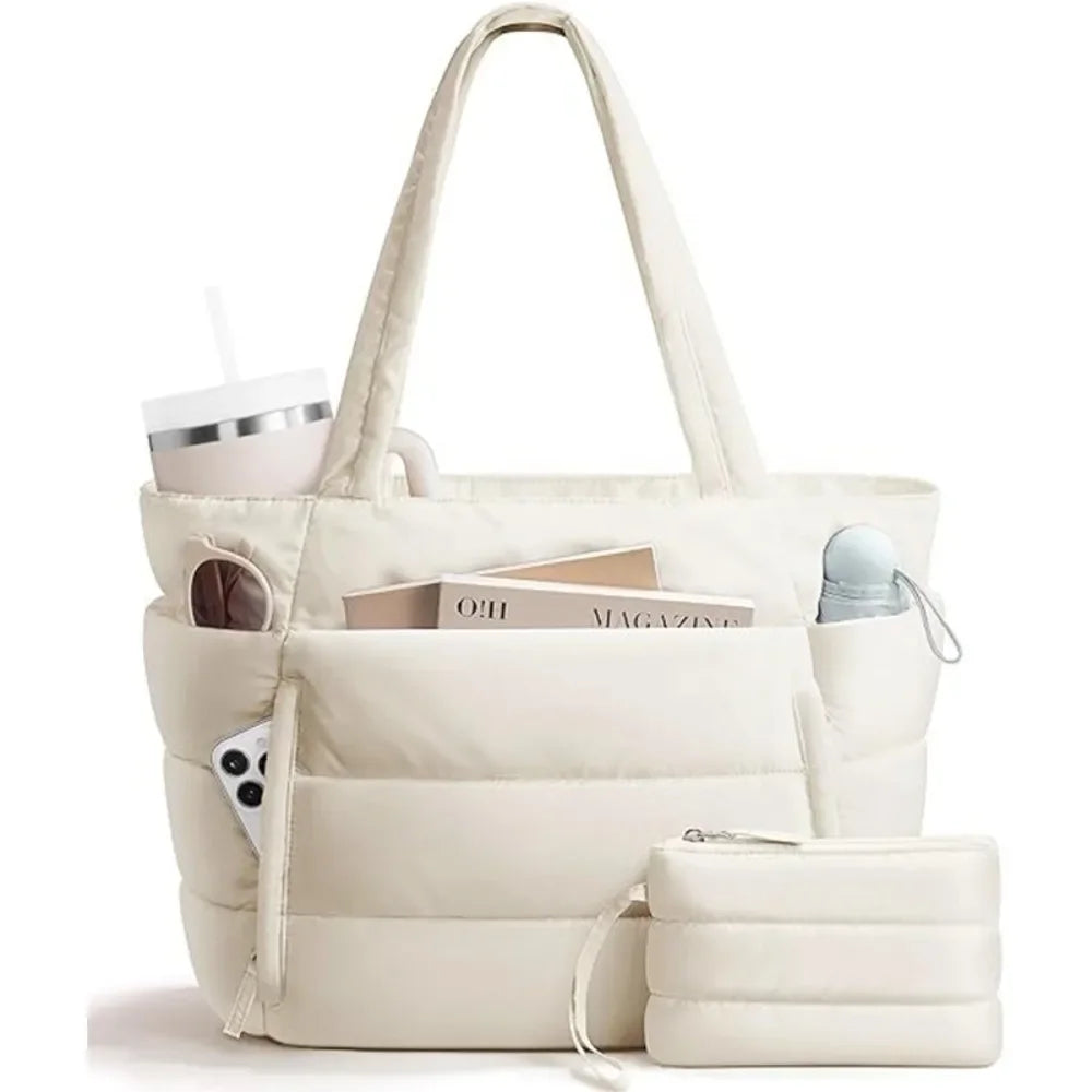 Large Capacity Tote Bag for Women Multiple Pockets Commuting Bags Lightweight Water-resistant Mom Bag Shoulder Bag image 9