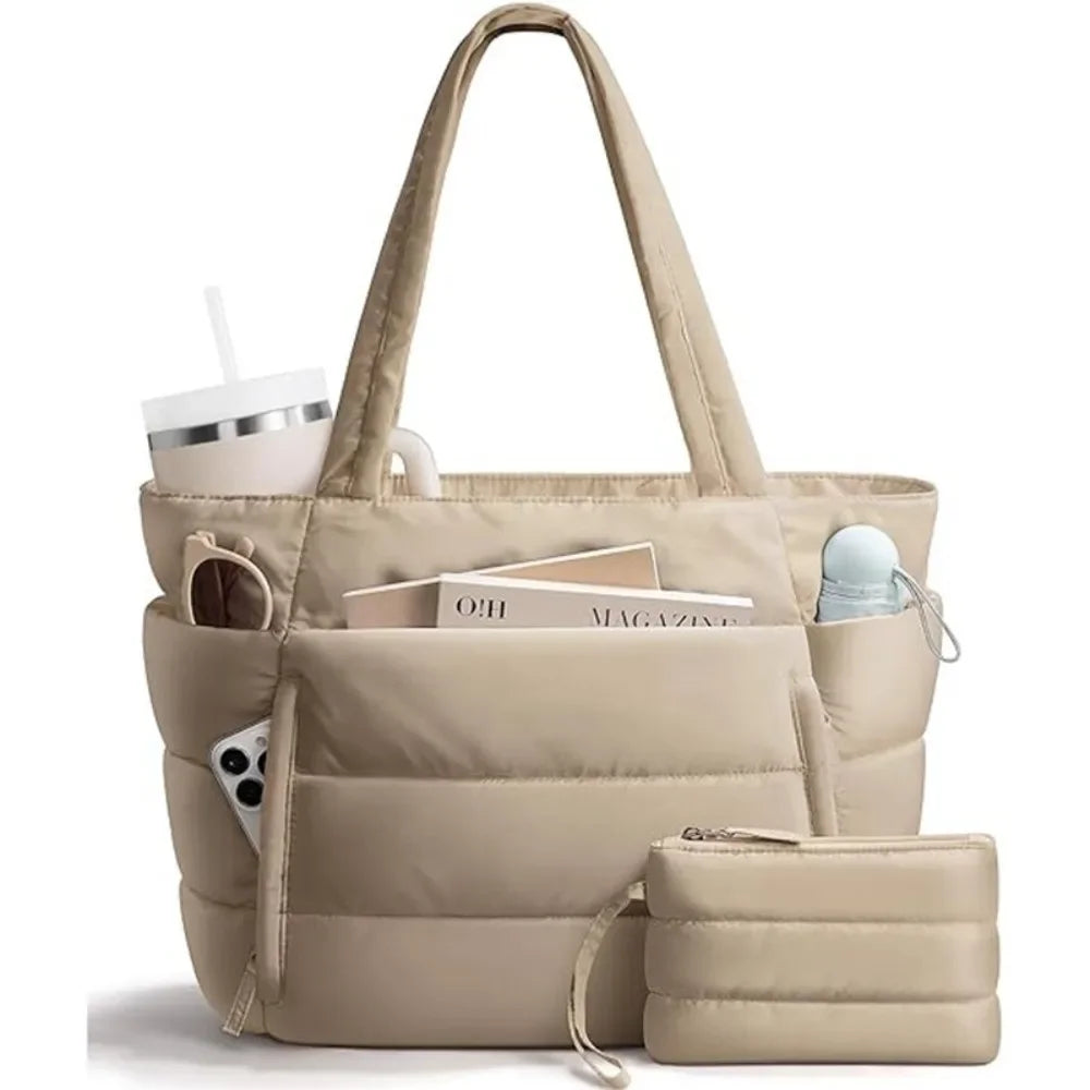 Large Capacity Tote Bag for Women Multiple Pockets Commuting Bags Lightweight Water-resistant Mom Bag Shoulder Bag image 13