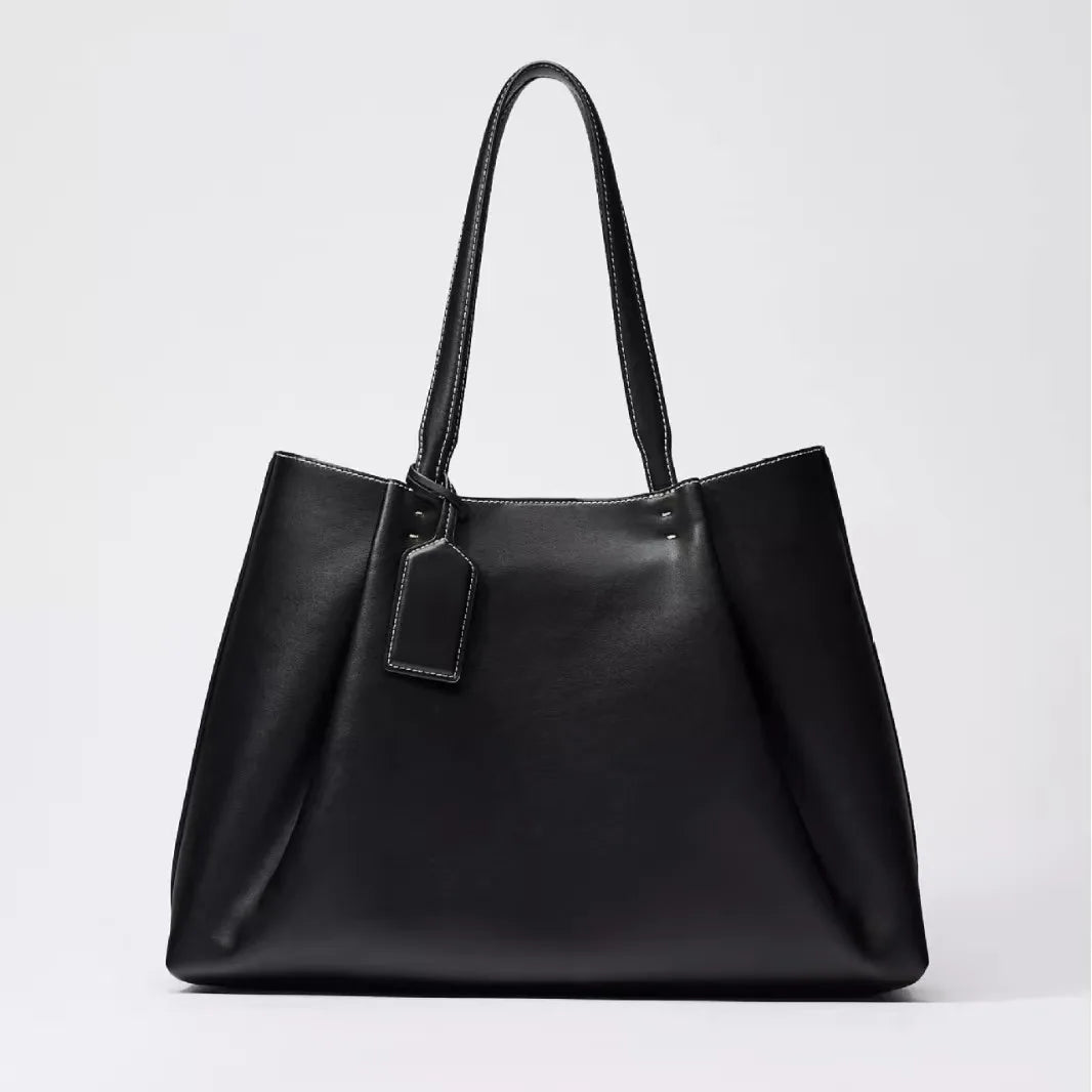 CLIP TOTE BAG, Women's Fashion Luxury Handbag Design, Pure Color Contracted and Single Shoulder Bag, Senior PU Leather Handbags image 1